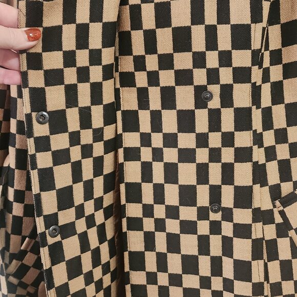 Bebe Wool Belted Trench Coat Checkered Print Fully Lined US Size S (SMALL) - Picture 3 of 8